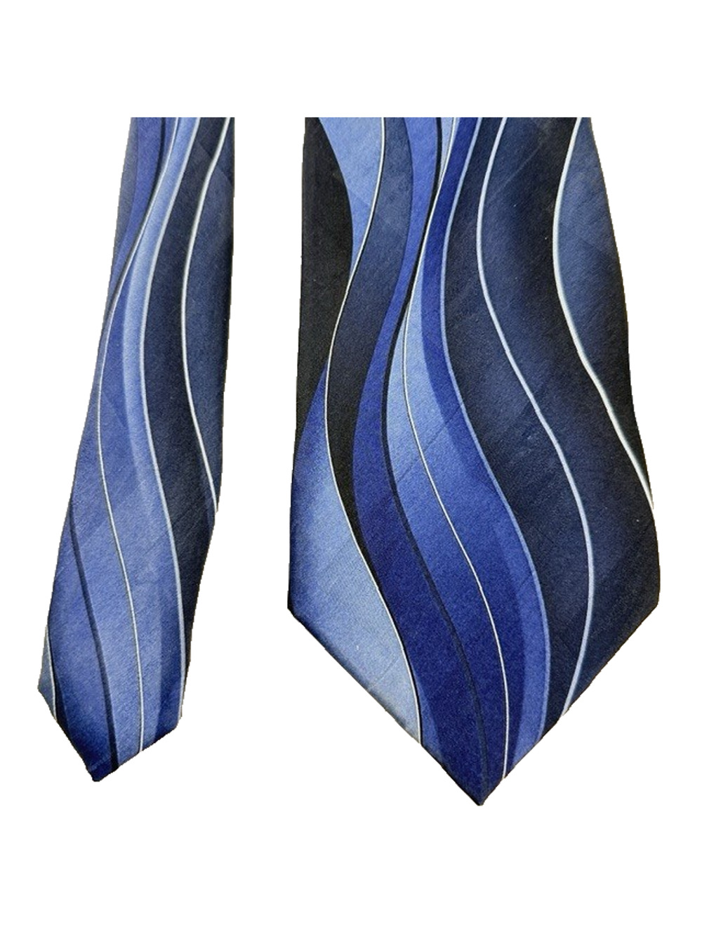 Puritan Necktie All Silk Blue Waves/Swirl Business Preppy Vintage
